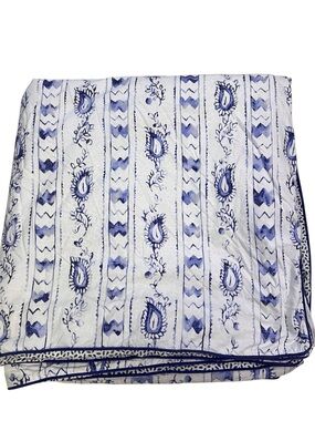 Lauren Ralph Lauren Queen Nora Blue White Paisley Reversible Duvet Cover